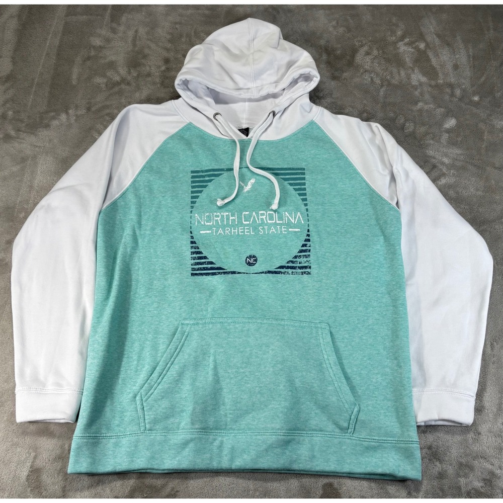 Salt Creek North Carolina Hoodie Mens Large Mint Green Good Tarheel State Raglan